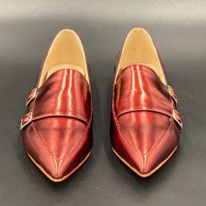A XYD Red Closed Pointed Toe Slip on Flats